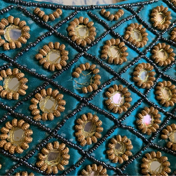 Blue/Gold Beaded Purse - Picture 3 of 3